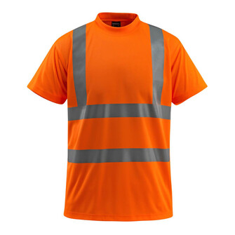 MASCOT® Townsville, T-Shirt, Fluoreszierend, mit Reflexschulterstreifen und waagerechten Reflexen. Runder Halsausschnitt, Rippenbündchen am Hals