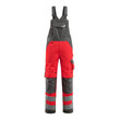 MASCOT® Safe Supreme Newcastle Latzhose, Strapazierfähige, dreifache Kappnähte an den Beinen und im Schritt verlängern die Lebensdauer des Produktes, Die Oberflächenbehandlung macht das Produkt schmutzabweisend und sorgt für hohe Sichtbarkeit, Einfaches Verlängern der Hose um 3cm, durch auftrennen der roten Naht auf der Innenseite