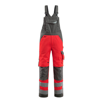 MASCOT® Safe Supreme Newcastle Latzhose, Strapazierfähige, dreifache Kappnähte an den Beinen und im Schritt verlängern die Lebensdauer des Produktes, Die Oberflächenbehandlung macht das Produkt schmutzabweisend und sorgt für hohe Sichtbarkeit, Einfaches Verlängern der Hose um 3cm, durch auftrennen der roten Naht auf der Innenseite
