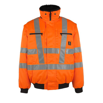 MASCOT® Safe Arctic Innsbruck Pilotjacke, Wasserabweisend, Herausnehmbares Kunstpelzfutter, abnehmbare Ärmel und abnehmbarer Kragen, Anbringen einer Kapuze mit Druckknöpfen möglich, Rippenbündchen an den Ärmeln und dem Saum