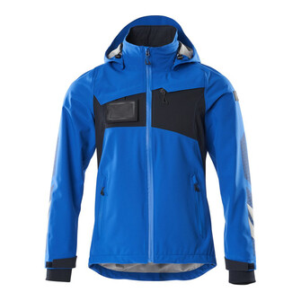 MASCOT® Accelerate Hard Shell Jacke, geringes Gewicht Jacke, Atmungsaktiv, wind- und wasserdicht mit getapten Nähten, Abnehmbare, gefütterte Kapuze, mit verstellbaren Elastikschnüren, Mit Reißverschluss und Wetterschutzleiste innen, die den Wind abhält, Rippenbündchen an den Handgelenken schließen gut ab und halten die Kälte draußen