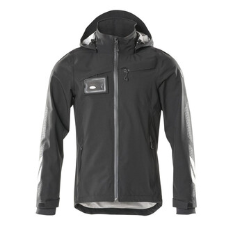 MASCOT® Accelerate Hard Shell Jacke, geringes Gewicht Jacke, Atmungsaktiv, wind- und wasserdicht mit getapten Nähten, Abnehmbare, gefütterte Kapuze, mit verstellbaren Elastikschnüren, Mit Reißverschluss und Wetterschutzleiste innen, die den Wind abhält, Rippenbündchen an den Handgelenken schließen gut ab und halten die Kälte draußen