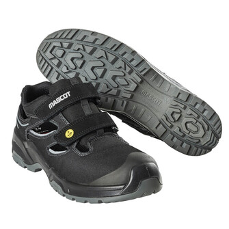 MASCOT® Footwear Sicherheitssandalen S1P, Klettverschluss Sicherheitssandale, Der vordere Teil des Schuhs lässt sich mit dem Fuß äußerst flexibel beugen, Die Zehenschutzkappe ist aus Komposit und somit frei von Metallen Komposit leitet weder Kälte noch Hitze und Zehenschutzkappen aus Komposit bieten daher extra Komfort sowohl in warmen als auch in kalten Umgebungen, Einlegesohle mit optimierter Fußgewölbestützte, die der Tendenz zum Plattfuß entgegenwirken kann, Durch das stabilisierende, MASCOT-patentierte Multifunktionsgelenk auch besonders gut für das Arbeiten auf unebenem Untergrund und auf Leitern geeignet, Stoßabsorbierende, weiche und flexible Zweikomponentensohle aus PU/PU, Die Sohle ist öl- und benzinbeständig, ESD geprüft