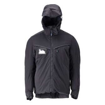 MASCOT® Customized Winterjacke, CLIMASCOT® Winterjacke, Strapazierfähiger, ultraleichter Stretch sorgt für maximalen Komfort, Tag für Tag, Atmungsaktiv, wind- und wasserdicht, damit Sie bei jedem Wetter Ihr Bestes geben können, CLIMASCOT® Lightweight Insulation hält im Winter warm, Eng anliegende Kapuze mit transparenten Seitenteilen, die das Blickfeld nicht einschränken, Reflektoren an den Ärmeln erhöhen die Sichtbarkeit im Dunkeln, Hoher Anteil von recyceltem Polyester im Hauptmaterial