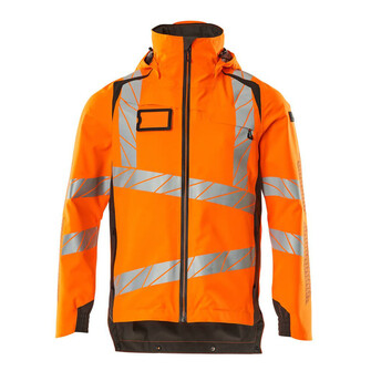 MASCOT® Accel. Safe Hard Shell Jacke mit leichtem Futter Jacke, Atmungsaktiv, wind- und wasserdicht mit getapten Nähten, Verschluss mit wasserdichtem Reißverschluss und inwendiger Wetterschutzleiste, Brusttasche mit wasserdichtem Reißverschluss, Vordertaschen mit wasserdichten Reißverschlüssen, Verlängerter Rücken durch herunter knöpfbaren Stoff zum besseren Schutz vor Wind und Wetter