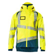 MASCOT® Accel. Safe Hard Shell Jacke mit leichtem Futter Jacke, Atmungsaktiv, wind- und wasserdicht mit getapten Nähten, Abnehmbare, gefütterte Kapuze, mit verstellbaren Elastikschnüren, Brusttasche mit wasserdichtem Reißverschluss, Vordertaschen mit wasserdichten Reißverschlüssen, Verlängerter Rücken durch herunter knöpfbaren Stoff zum besseren Schutz vor Wind und Wetter