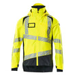 MASCOT® Accel. Safe Hard Shell Jacke mit leichtem Futter Jacke, Atmungsaktiv, wind- und wasserdicht mit getapten Nähten, Abnehmbare, gefütterte Kapuze, mit verstellbaren Elastikschnüren, Brusttasche mit wasserdichtem Reißverschluss, Vordertaschen mit wasserdichten Reißverschlüssen, Verlängerter Rücken durch herunter knöpfbaren Stoff zum besseren Schutz vor Wind und Wetter
