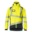 MASCOT® Accel. Safe Hard Shell Jacke mit leichtem Futter Jacke, Atmungsaktiv, wind- und wasserdicht mit getapten Nähten, Abnehmbare, gefütterte Kapuze, mit verstellbaren Elastikschnüren, Brusttasche mit wasserdichtem Reißverschluss, Vordertaschen mit wasserdichten Reißverschlüssen, Verlängerter Rücken durch herunter knöpfbaren Stoff zum besseren Schutz vor Wind und Wetter