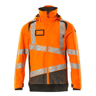 MASCOT® Accel. Safe Hard Shell Jacke mit leichtem Futter Jacke, Atmungsaktiv, wind- und wasserdicht mit getapten Nähten, Abnehmbare, gefütterte Kapuze, mit verstellbaren Elastikschnüren, Brusttasche mit wasserdichtem Reißverschluss, Vordertaschen mit wasserdichten Reißverschlüssen, Verlängerter Rücken durch herunter knöpfbaren Stoff zum besseren Schutz vor Wind und Wetter