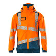 MASCOT® Accel. Safe Hard Shell Jacke mit leichtem Futter Jacke, Atmungsaktiv, wind- und wasserdicht mit getapten Nähten, Abnehmbare, gefütterte Kapuze, mit verstellbaren Elastikschnüren, Brusttasche mit wasserdichtem Reißverschluss, Vordertaschen mit wasserdichten Reißverschlüssen, Verlängerter Rücken durch herunter knöpfbaren Stoff zum besseren Schutz vor Wind und Wetter