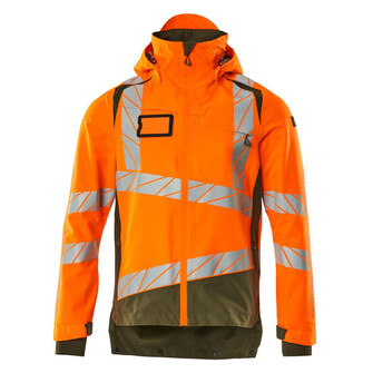 MASCOT® Accel. Safe Hard Shell Jacke mit leichtem Futter Jacke, Atmungsaktiv, wind- und wasserdicht mit getapten Nähten, Abnehmbare, gefütterte Kapuze, mit verstellbaren Elastikschnüren, Brusttasche mit wasserdichtem Reißverschluss, Vordertaschen mit wasserdichten Reißverschlüssen, Verlängerter Rücken durch herunter knöpfbaren Stoff zum besseren Schutz vor Wind und Wetter