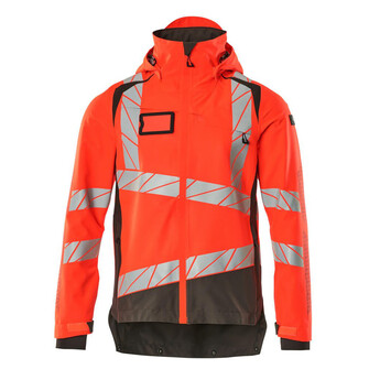 MASCOT® Accel. Safe Hard Shell Jacke mit leichtem Futter Jacke, Atmungsaktiv, wind- und wasserdicht mit getapten Nähten, Abnehmbare, gefütterte Kapuze, mit verstellbaren Elastikschnüren, Brusttasche mit wasserdichtem Reißverschluss, Vordertaschen mit wasserdichten Reißverschlüssen, Verlängerter Rücken durch herunter knöpfbaren Stoff zum besseren Schutz vor Wind und Wetter