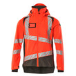 MASCOT® Accel. Safe Hard Shell Jacke mit leichtem Futter Jacke, Atmungsaktiv, wind- und wasserdicht mit getapten Nähten, Abnehmbare, gefütterte Kapuze, mit verstellbaren Elastikschnüren, Brusttasche mit wasserdichtem Reißverschluss, Vordertaschen mit wasserdichten Reißverschlüssen, Verlängerter Rücken durch herunter knöpfbaren Stoff zum besseren Schutz vor Wind und Wetter