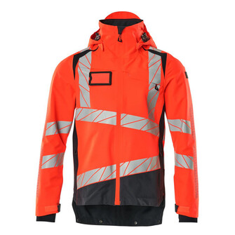 MASCOT® Accel. Safe Hard Shell Jacke mit leichtem Futter Jacke, Atmungsaktiv, wind- und wasserdicht mit getapten Nähten, Abnehmbare, gefütterte Kapuze, mit verstellbaren Elastikschnüren, Brusttasche mit wasserdichtem Reißverschluss, Vordertaschen mit wasserdichten Reißverschlüssen, Verlängerter Rücken durch herunter knöpfbaren Stoff zum besseren Schutz vor Wind und Wetter