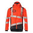 MASCOT® Accel. Safe Hard Shell Jacke mit leichtem Futter Jacke, Atmungsaktiv, wind- und wasserdicht mit getapten Nähten, Abnehmbare, gefütterte Kapuze, mit verstellbaren Elastikschnüren, Brusttasche mit wasserdichtem Reißverschluss, Vordertaschen mit wasserdichten Reißverschlüssen, Verlängerter Rücken durch herunter knöpfbaren Stoff zum besseren Schutz vor Wind und Wetter