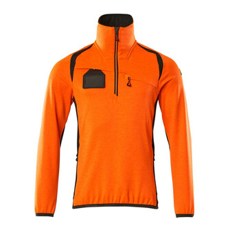 MASCOT® Accel. Safe Fleecepullover mit kurzem Reißverschluss Microfleecejacke, Moderne, körpernahe Passform mit viel Bewegungsfreiheit, Reißverschluss am Hals mit Wetterschutzleiste, Vordertaschen mit Reißverschluss für sichere Aufbewahrung, ID-Kartenhalter ist abnehmbar, Verbesserte Sichtbarkeit für das Umfeld mit Hilfe von Reflexeffekten