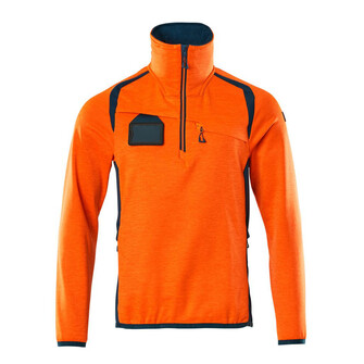 MASCOT® Accel. Safe Fleecepullover mit kurzem Reißverschluss Microfleecejacke, Moderne, körpernahe Passform mit viel Bewegungsfreiheit, Reißverschluss am Hals mit Wetterschutzleiste, Vordertaschen mit Reißverschluss für sichere Aufbewahrung, ID-Kartenhalter ist abnehmbar, Verbesserte Sichtbarkeit für das Umfeld mit Hilfe von Reflexeffekten