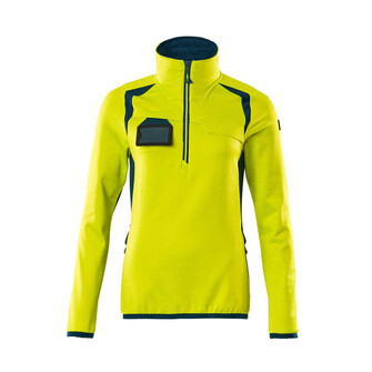 MASCOT® Accel. Safe Fleecepullover mit kurzem Zipper, Damen Microfleecejacke, Speziell für Damen designt und tailliert geschnitten, Reißverschluss am Hals mit Wetterschutzleiste, Vordertaschen mit Reißverschluss für sichere Aufbewahrung, ID-Kartenhalter ist abnehmbar, Verbesserte Sichtbarkeit für das Umfeld mit Hilfe von Reflexeffekten