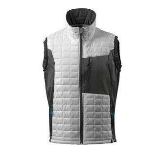 MASCOT® ADVANCED Thermoweste, zweifarbig. wasserabweisend. Mit CLIMASCOT® Lightweight Insulation. Stehkragen. Verschluss mit Reißverschluss und inwendiger Wetterschutzleiste. Brusttasche mit Reißverschluss. Vordertaschen mit Reißverschluss. Innentaschen. Gummizug an den Ärmelausschnitten. Stretchstoff an den Seiten. Gummizug in der Unterkante, regulierbar. Reflexeffekte