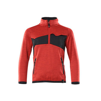 MASCOT® Fleecepullover für Kinder, kurzer Zipper, Moderne, körpernahe Passform mit viel Bewegungsfreiheit. Reißverschluss am Hals, mit Wetterschutzleiste. Vordertaschen mit Reißverschluss. Elastikband an den Handgelenken und der Unterkante. Reflexeffekte