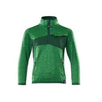 MASCOT® Fleecepullover für Kinder, kurzer Zipper, Moderne, körpernahe Passform mit viel Bewegungsfreiheit. Reißverschluss am Hals, mit Wetterschutzleiste. Vordertaschen mit Reißverschluss. Elastikband an den Handgelenken und der Unterkante. Reflexeffekte