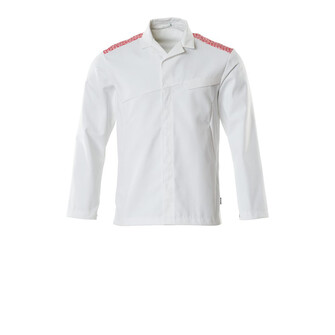 MASCOT® Food & Care Jacke Jacke, Das Produkt ist für Industriewäsche geeignet, Das Material ist undurchsichtig, Mit verdeckter Druckknopfleiste, Einsetzen von Namensschildern sowie HF-Chip und UHF-Chip möglich, Schlitze an den Seiten, Das Produkt entspricht den Grundsätzen von HACCP und ist nach DIN 10524 zugelassen, Regulierbare Manschetten