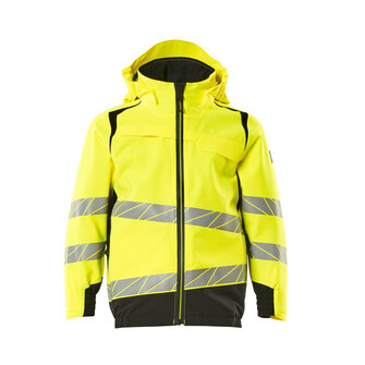 MASCOT® Accel. Safe Hard Shell Jacke,Kinder,geringes Gewicht Jacke für Kinder, Atmungsaktiv, wind- und wasserdicht mit getapten Nähten, Abnehmbare Kapuze mit Futter, Mit Reißverschluss und Wetterschutzleiste innen, die den Wind abhält, Vordertaschen mit Reißverschluss für sichere Aufbewahrung, Gummizug an den Handgelenken und in der Unterkante