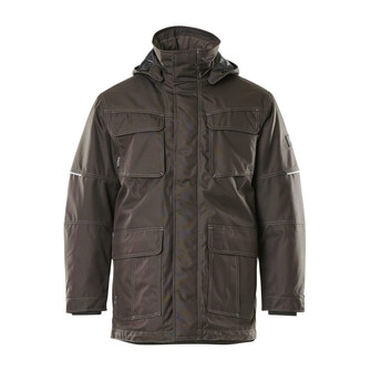 MASCOT® Industry Dayton Parka, Atmungsaktiv, wind- und wasserdicht mit getapten Nähten, Abnehmbare, gefütterte Kapuze, mit verstellbaren Elastikschnüren, Mit Reißverschluss herausnehmbares Kunstpelzfutter, Große Bewegungsfreiheit durch formgeschnittene Ärmel, Verbesserte Sichtbarkeit für das Umfeld mit Hilfe von Reflexeffekten