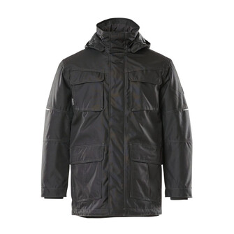 MASCOT® Industry Dayton Parka, Atmungsaktiv, wind- und wasserdicht mit getapten Nähten, Abnehmbare, gefütterte Kapuze, mit verstellbaren Elastikschnüren, Mit Reißverschluss herausnehmbares Kunstpelzfutter, Große Bewegungsfreiheit durch formgeschnittene Ärmel, Verbesserte Sichtbarkeit für das Umfeld mit Hilfe von Reflexeffekten