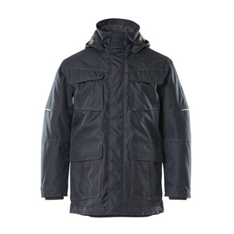MASCOT® Industry Dayton Parka, Atmungsaktiv, wind- und wasserdicht mit getapten Nähten, Abnehmbare, gefütterte Kapuze, mit verstellbaren Elastikschnüren, Mit Reißverschluss herausnehmbares Kunstpelzfutter, Große Bewegungsfreiheit durch formgeschnittene Ärmel, Verbesserte Sichtbarkeit für das Umfeld mit Hilfe von Reflexeffekten