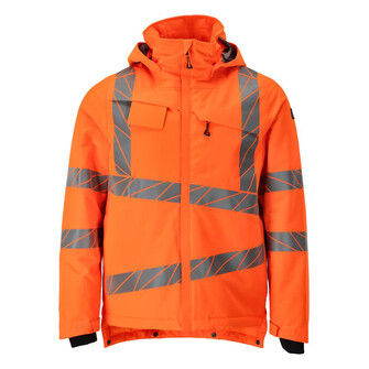 MASCOT® Accelerate Safe Winterjacke, Atmungsaktiv, wind- und wasserdicht mit getapten Nähten, die einzigartige CLIMASCOT®-Isolierung wärmt effektiv, ist leicht, weich und lässt sich auf ein geringes Volumen komprimieren, doppelter Wetterschutzleiste als extra Schutz bei schlechtem Wetter, Verlängerter Rücken durch herunter knöpfbaren Stoff zum besseren Schutz vor Wind und Wetter