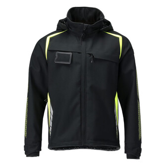 MASCOT® Accelerate Safe Softshell Jacke mit Kapuze, Atmungsaktiv, winddicht und wasserabweisend, doppelter Wetterschutzleiste als extra Schutz bei schlechtem Wetter, Zusätzlicher Kälteschutz durch verlängerten Rücken