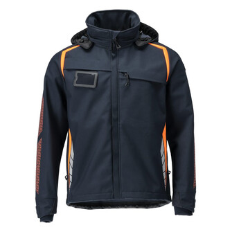 MASCOT® Accelerate Safe Softshell Jacke mit Kapuze, Atmungsaktiv, winddicht und wasserabweisend, doppelter Wetterschutzleiste als extra Schutz bei schlechtem Wetter, Zusätzlicher Kälteschutz durch verlängerten Rücken