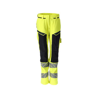 MASCOT® Accelerate Multisafe Hose mit Knietaschen, Speziell für Frauen in dIAMONd-Passform entwickelt, Hoher Schutz mit antistatischen, säurefesten und flammhemmenden Eigenschaften, Schützt bei Lichtbögen, Hohe Widerstandsfähigkeit und ultimative Bewegungsfreiheit, CORdURA®-Verstärkungen an der Vorderseite des Beins - Stretch unter dem CORdURA®-Material sorgt für Bewegungsfreiheit, Unkomplizierte Befestigung von Hängetaschen dank Click Pocket System, die Hosenbeine können auf einfache Weise ausgelassen und um 3 cm verlängert werden, Für Industriewäsche geeignet, Um EN ISO 20471, Klasse 2, einzuhalten, dürfen nur Hängetaschen (24010) in Farbe 17 hinzugefügt werden