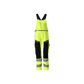 MASCOT® Accelerate Multisafe Latzhose mit Knietaschen, Hoher Schutz mit antistatischen, säurefesten und flammhemmenden Eigenschaften, Schützt bei Lichtbögen, die Kombination aus festem Stoff und Stretch bietet Ihnen zusätzliche Bewegungsfreiheit, Kein störender Knopfverschluss an der Seite, CORdURA®-Verstärkungen an der Vorderseite des Beins - Stretch unter dem CORdURA®-Material sorgt für Bewegungsfreiheit, Unkomplizierte Befestigung von Hängetaschen dank Click Pocket System, die Hosenbeine können auf einfache Weise ausgelassen und um 3 cm verlängert werden, Für Industriewäsche geeignet, Um EN ISO 20471, Klasse 2, einzuhalten, dürfen nur Hängetaschen (24010) in Farbe 17 hinzugefügt werden