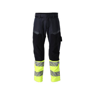 MASCOT® Accelerate Multisafe Hose, Hose mit Knietaschen, Zweifarbig. Fluoreszierende Kontrastfarbe und mit Reflexen. Antistatisch, flammhemmend und mit Säureschutz. Schützt bei Lichtbögen. Teile des Produktes sind aus Stretchstoff. Vorbereitet für die Hängetaschen mit Click Pocket System. Zweifache Kappnähte an den Beinen und im Schritt. Hosenbeine sind ergonomisch geformt. Gürtelschlaufen. Verdeckter Knopfverschluss. Hosenschlitz mit Reißverschluss. Vordertaschen. Gesäßtaschen, verstärkt und mit Patte. Zollstocktasche mit Patte, verstärkt. Schenkeltasche mit Handyfach