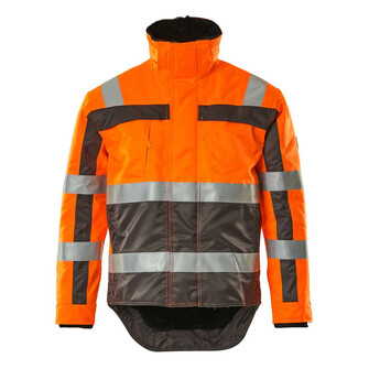MASCOT® Teresina Winterjacke, Fluoreszierend, mit Reflexschulterstreifen und waagerechten Reflexen, Zweifarbig, Atmungsaktiv, wind- und wasserdicht, Nähte sind verklebt, Futter aus Kunstpelz am Körper, Futter aus Stepp in den Ärmeln, Rücken ist verlängert