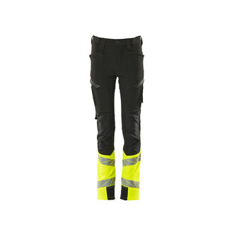 MASCOT® Accel. Safe Hose für Kinder, ULTIMATE STRETCH Hose für Kinder, Der Stretchstoff ist in alle Richtungen elastisch und bietet eine unübertroffene Bewegungsfreiheit, wo nichts spannt oder stört, Der multifunktionelle Stretchstoff kombiniert ein niedriges Gewicht mit sehr hoher Strapazierfähigkeit und ist darüber hinaus wasserabweisend, Ergonomisch geschnittene Hosenbeine, die nach den natürlichen Bewegungen des Körpers geformt wurden, Taschen mit Patte vorne am Oberschenkel, Verstärkung aus CORDURA® (500 D) an den Knien