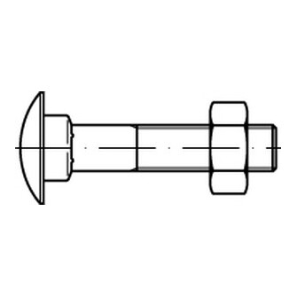 Flachrundschrauben DIN 603 Stahl mit Mutter M 10 x 280