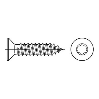 Senkkopf-Blechschrauben ISO 14586 C Innensechsrund u. Spitze Stahl gal vz 4,8 x 9,5