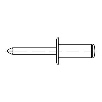 Offene Blindnieten mit Sollbruchdorn, Flachkopf, DIN 7337 / ISO 15977 Alu / Stahl verz. 4,8 x 10