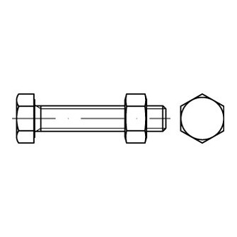 Sechskantschrauben mit Schaft DIN EN ISO 4014 mit Sechskantmutter DIN EN ISO 4032, 25CrMo4+QT / 1.7218, ISO passend, APZ 3.1, M 20 x 110, GBS301-2