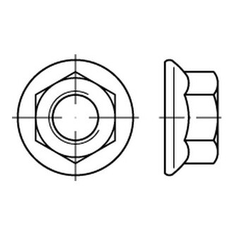 Sechskantmuttern mit Sperrverzahnung u. Flansch DIN 6923 / EN 1661 8 gal vz M 12
