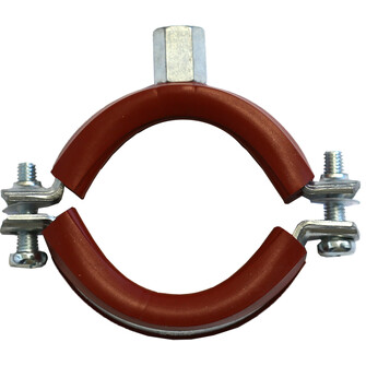 Müpro Schraubrohrschelle  Stahl gal vz Einlage Rot M10/12 - 149-156 mm