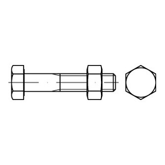 Sechskantschrauben mit Schaft DIN EN ISO 4014 mit Sechskantmutter DIN EN ISO 4032, 5.6 / 5-2 feuerverzinkt nach DIN EN ISO 10684, AD-W7, M 12 x 90
